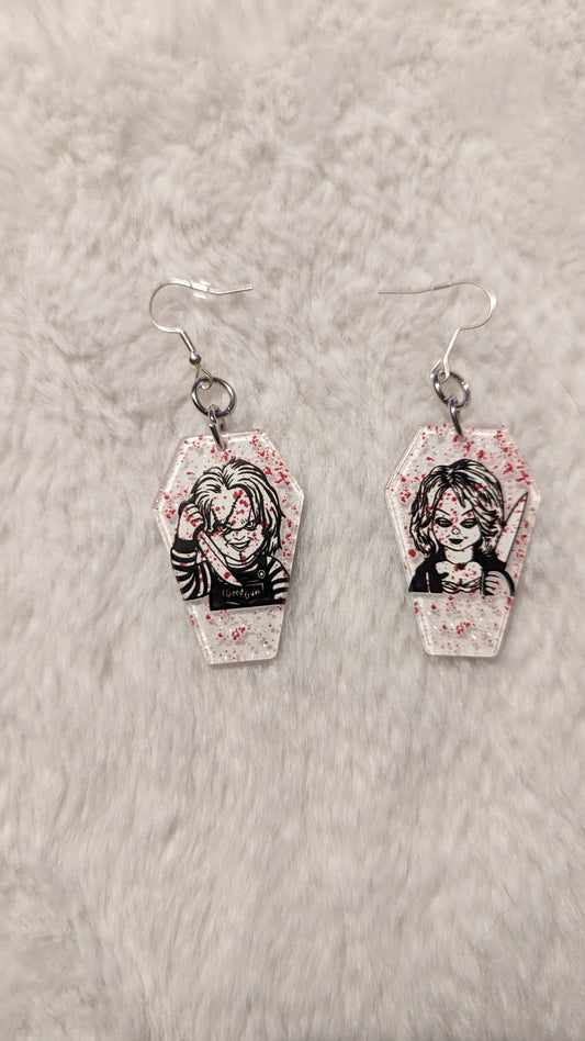 Chuckie & Bride Coffin Earrings