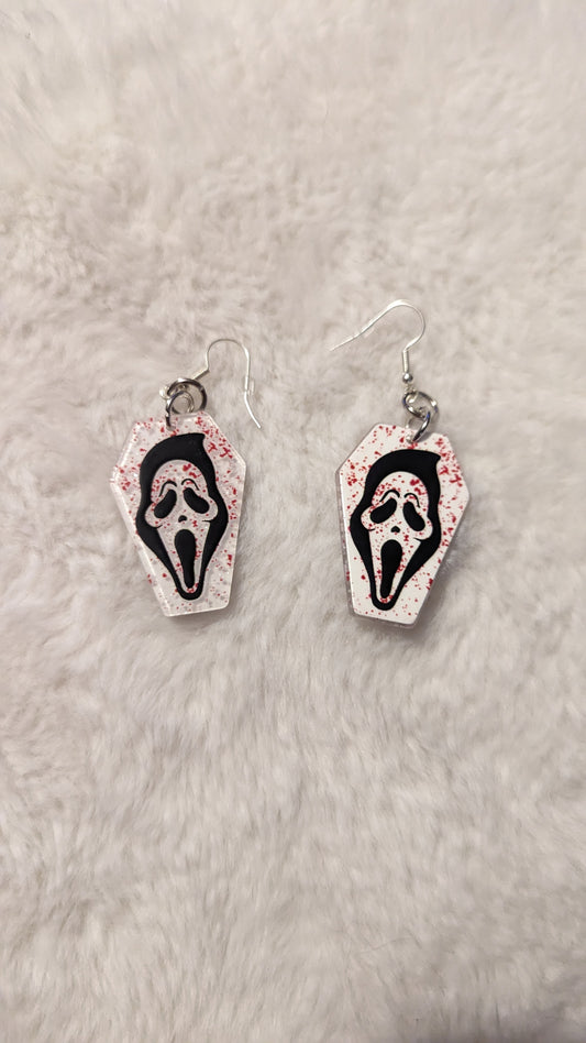 Ghost Face Coffin Earrings