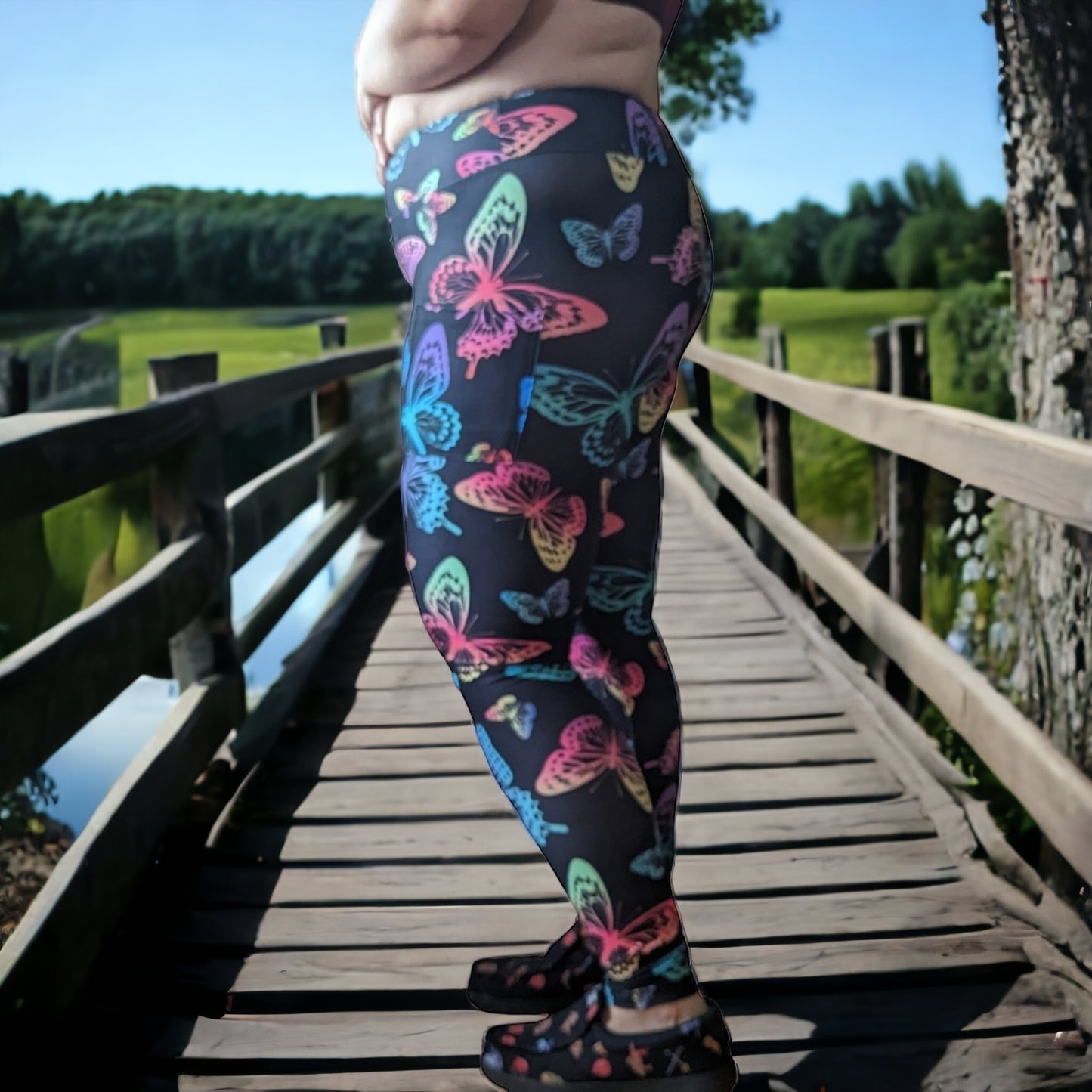 Neon Butterfly Leggings W/ Pockets