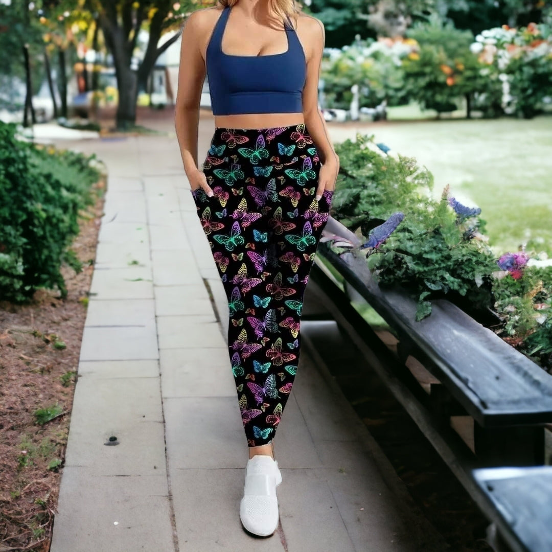 Neon Butterfly Leggings W/ Pockets