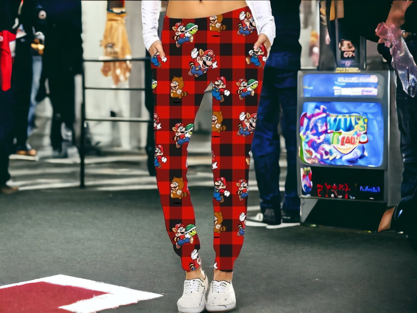 Mario Plaid Kids Joggers