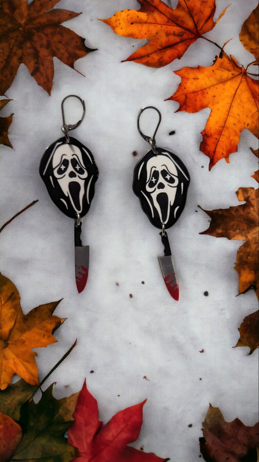 Boucles d'oreilles pendantes doubles Ghostface