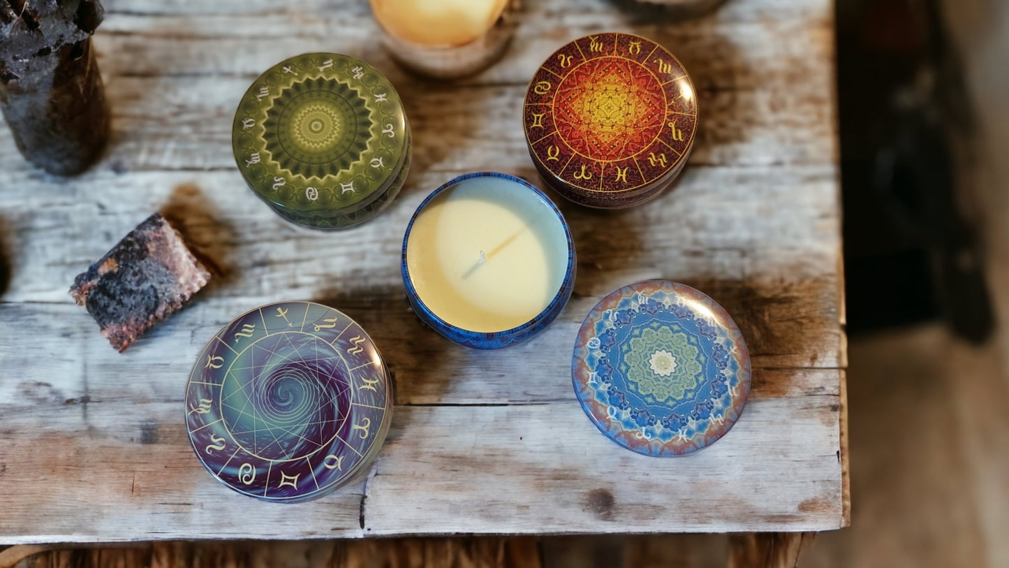 Zodiac candle tins