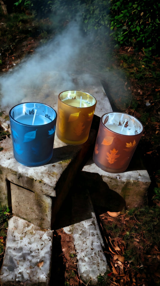 Glowing leaf candles