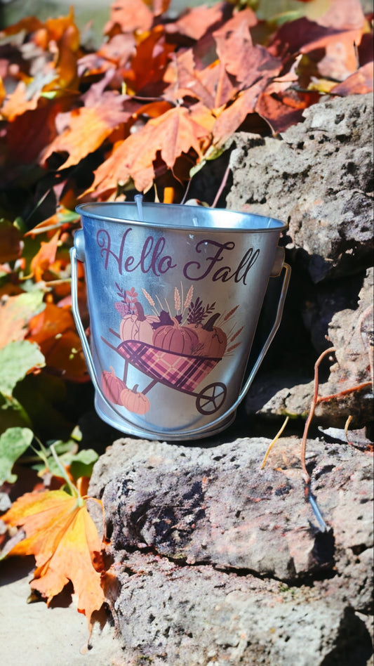 Hello Fall Tin Candle