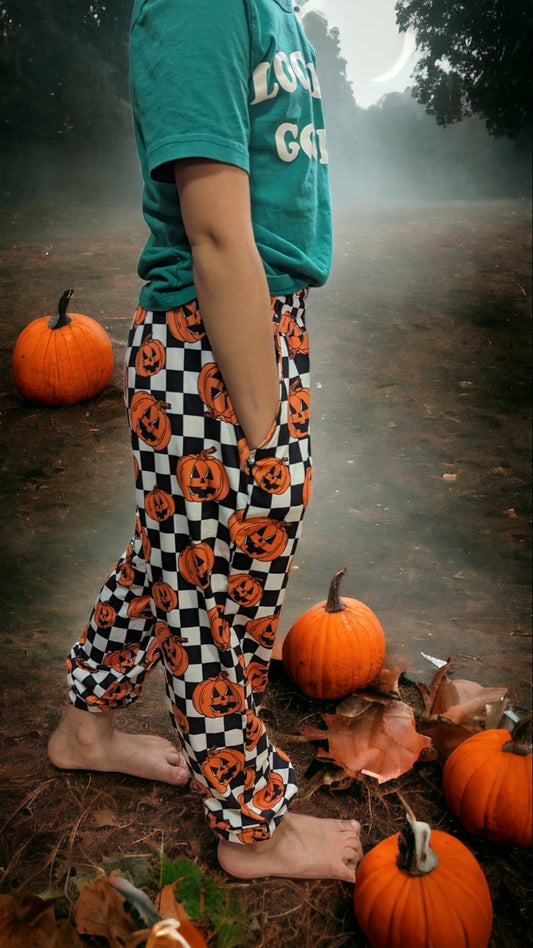 Kids Pumpkin Plaid Joggers