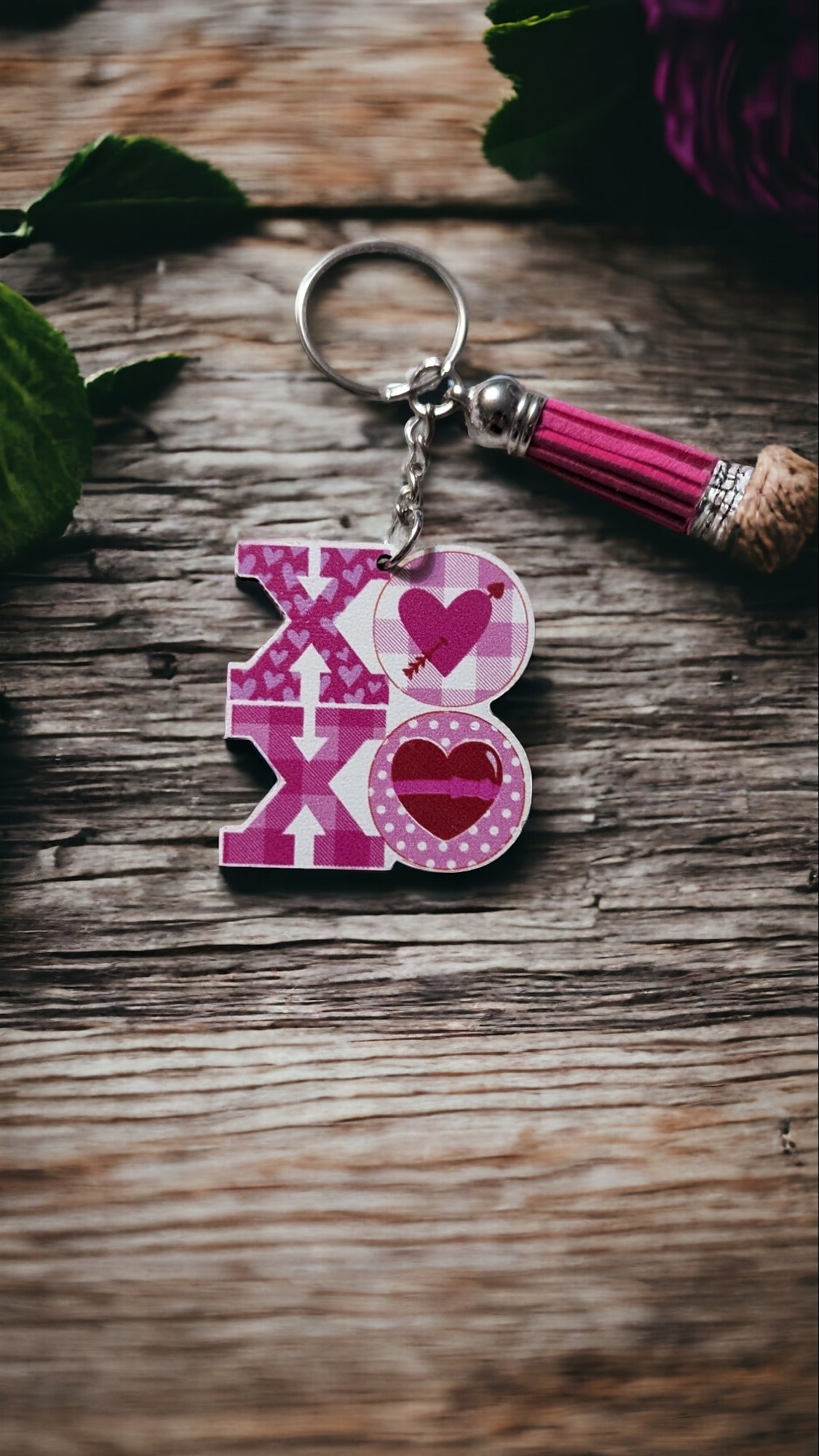 Wooden Valentine's Keychains