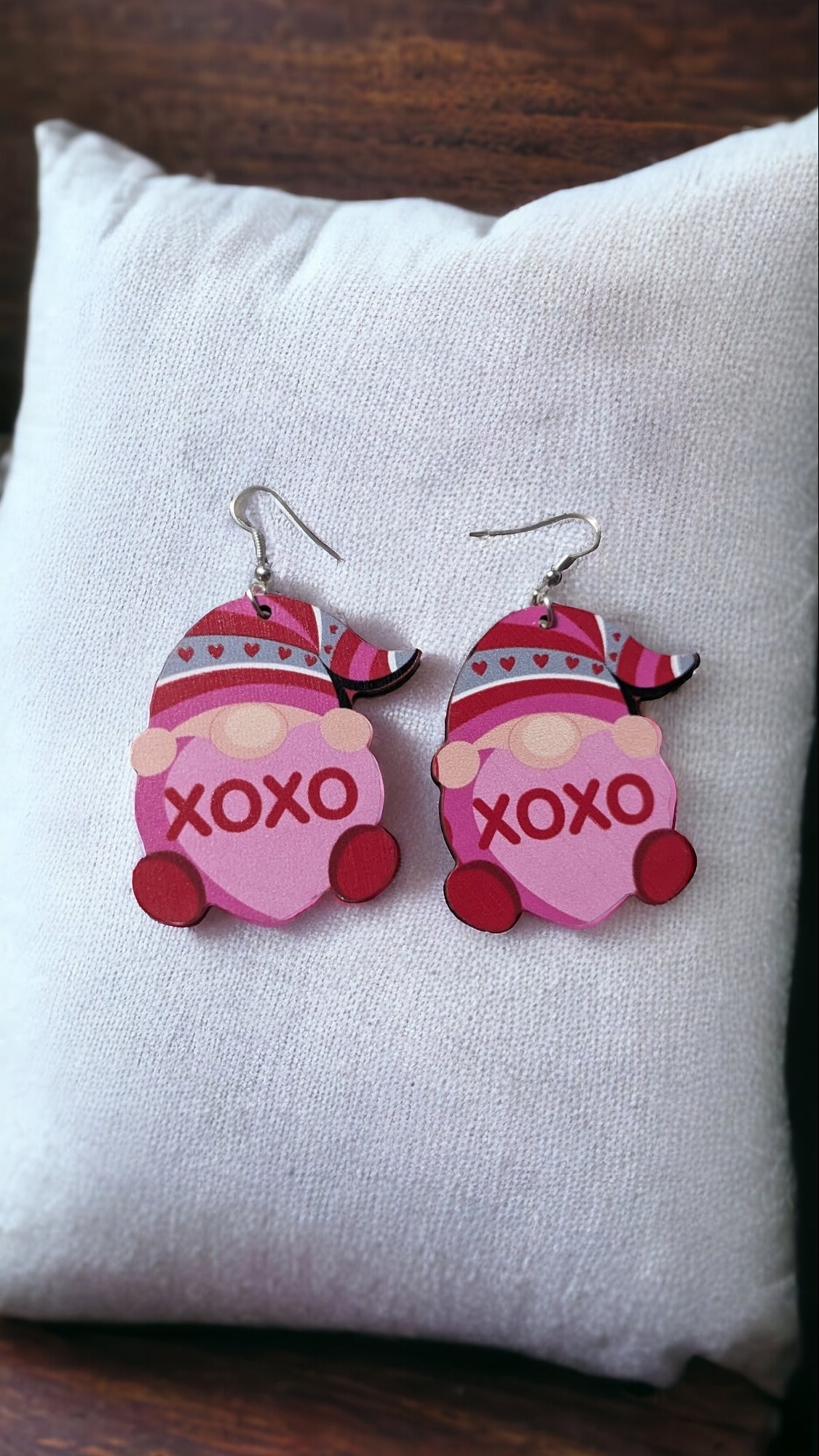 Wooden Valentine's Earrings