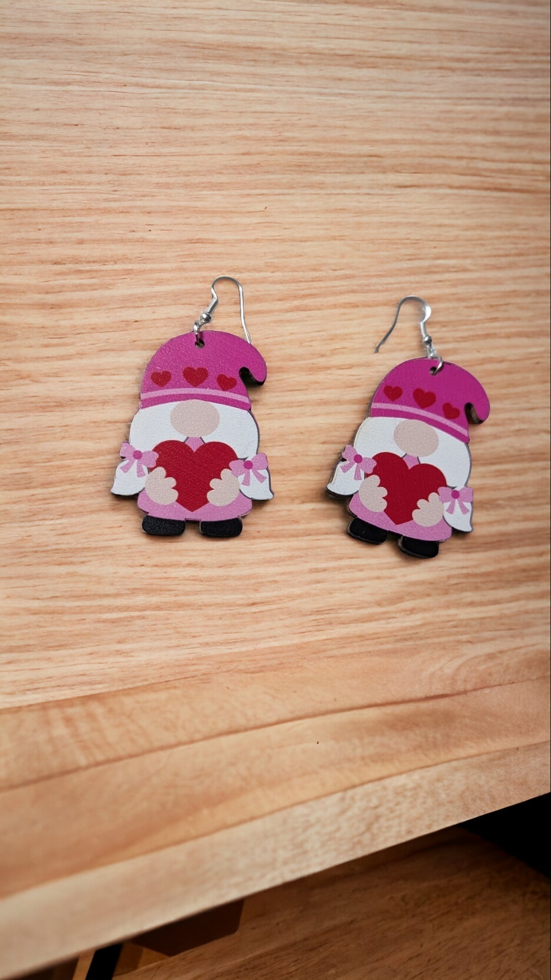 Wooden Valentine's Earrings