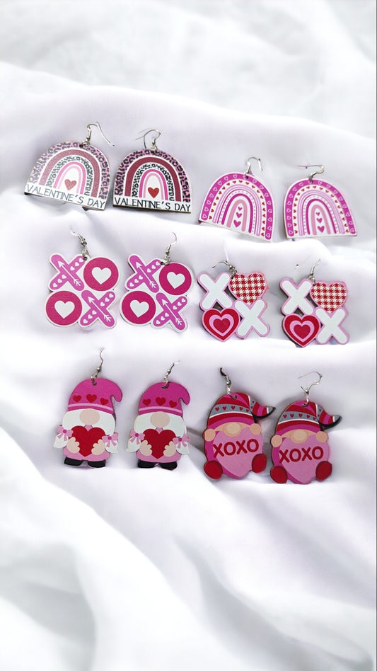 Wooden Valentine's Earrings