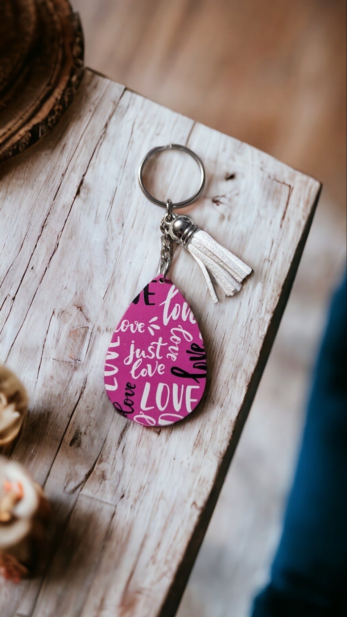 Wooden Valentine's Keychains