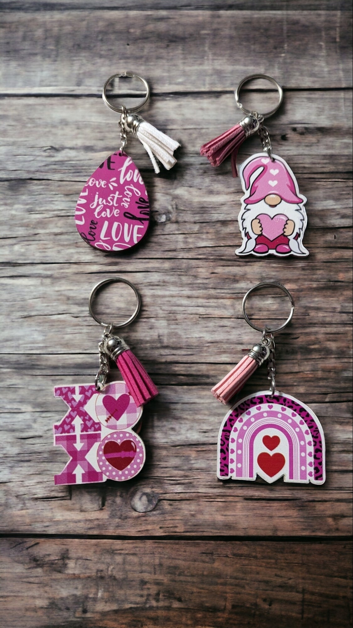 Wooden Valentine's Keychains