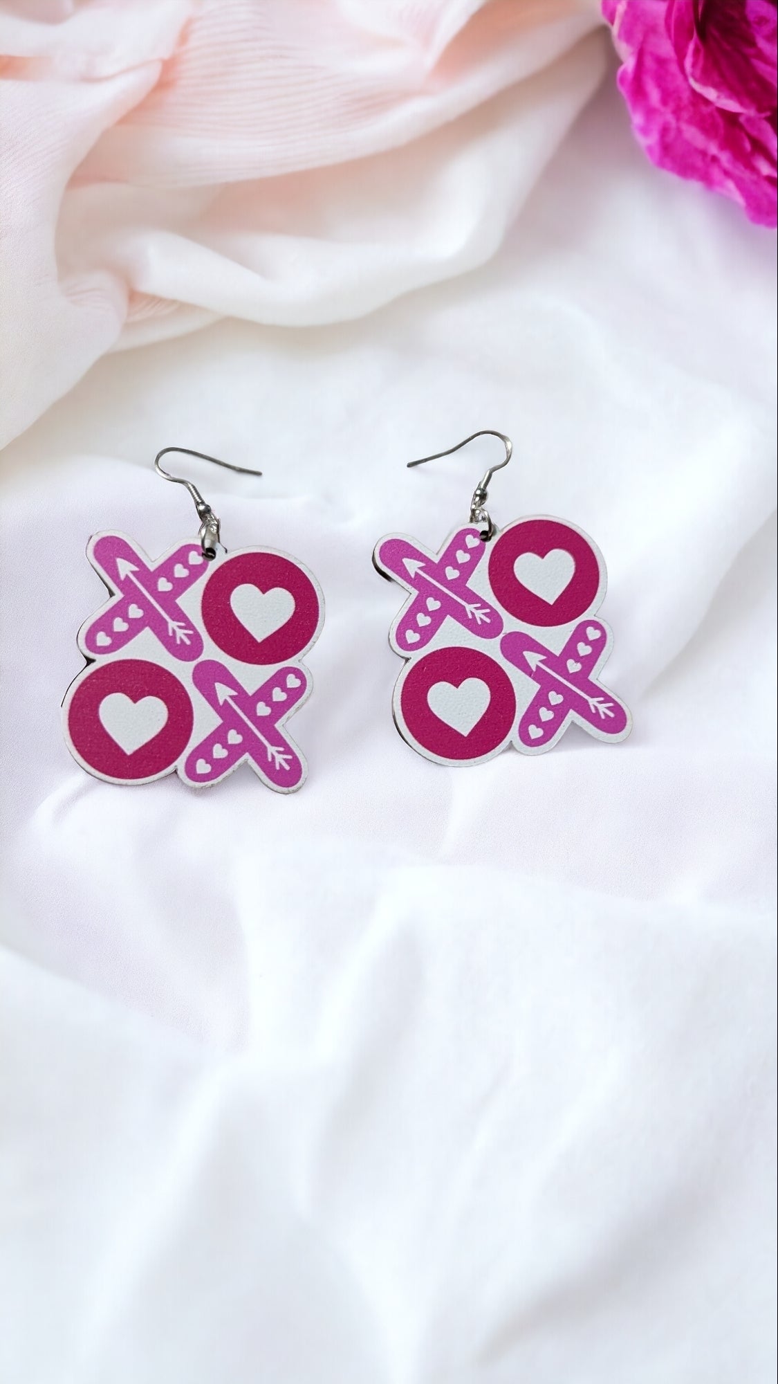 Wooden Valentine's Earrings