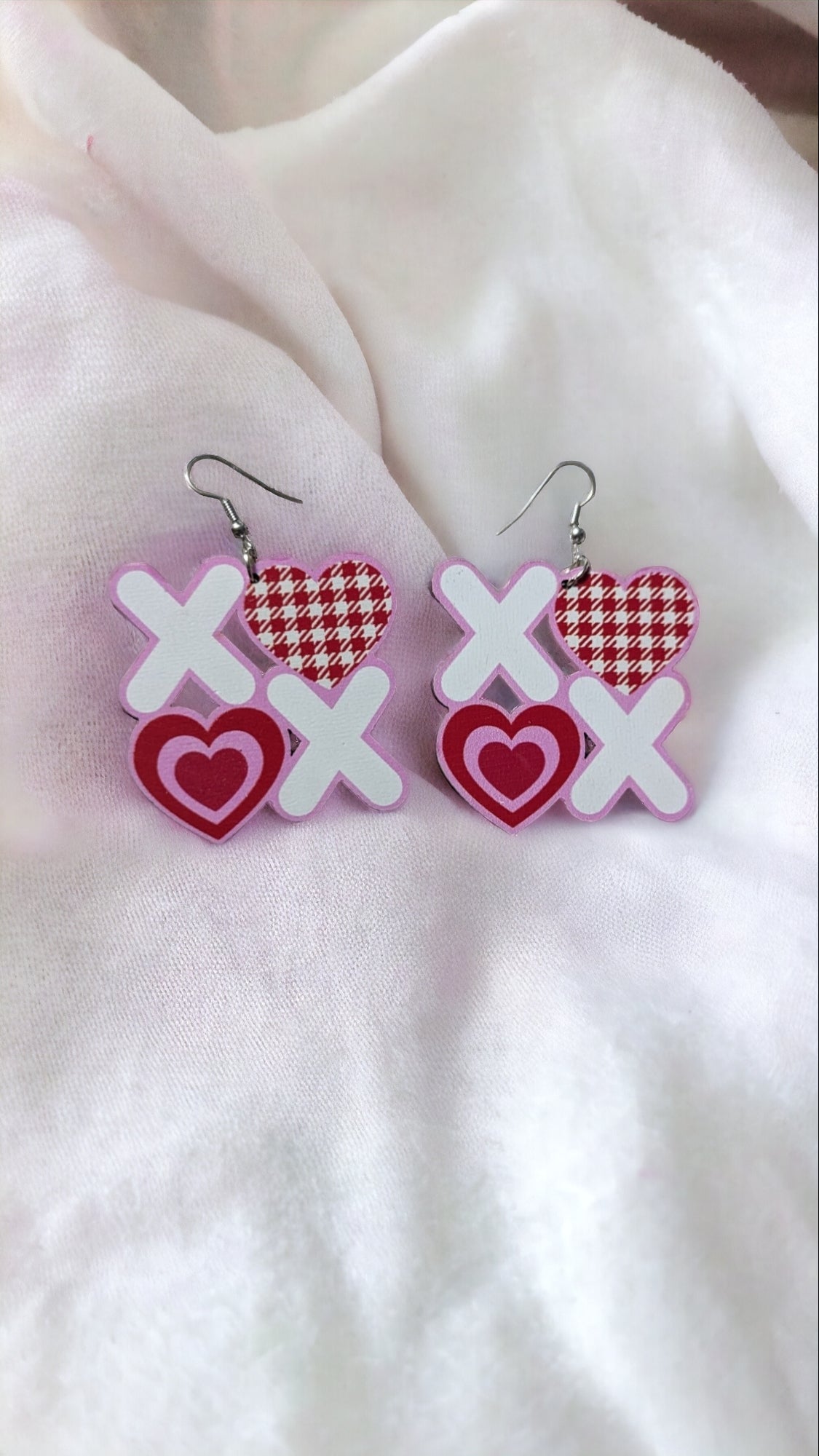 Wooden Valentine's Earrings