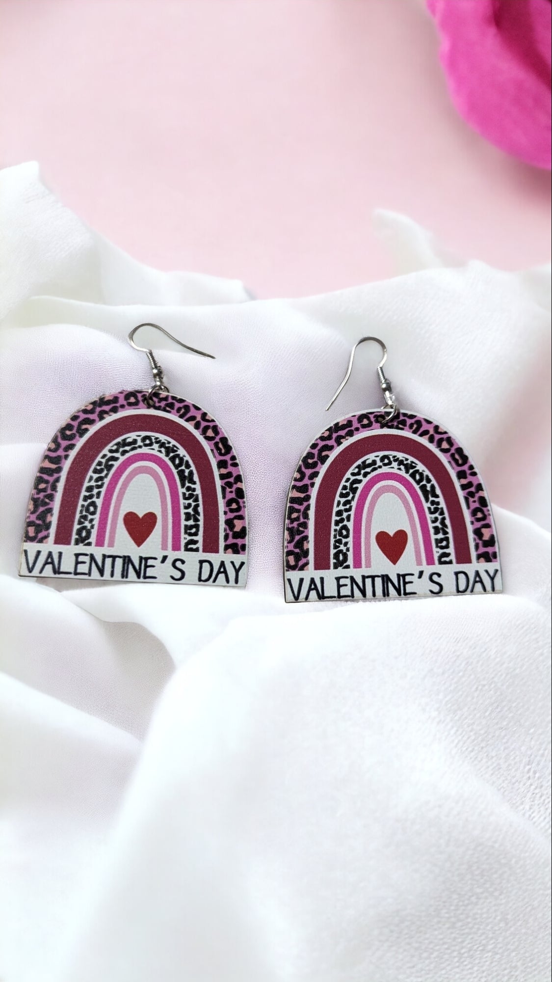 Wooden Valentine's Earrings