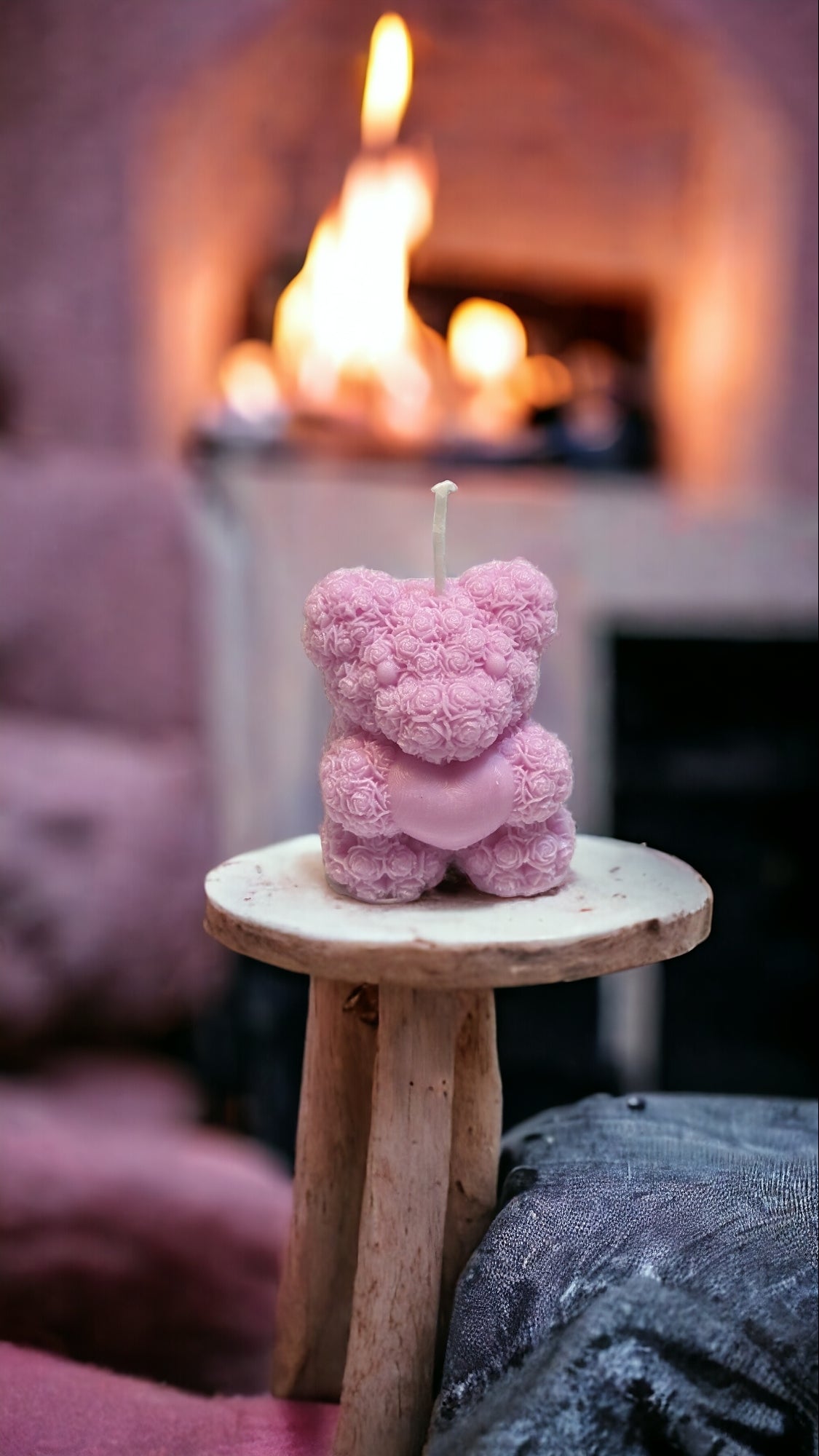 Bougie en peluche rose